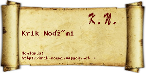 Krik Noémi névjegykártya